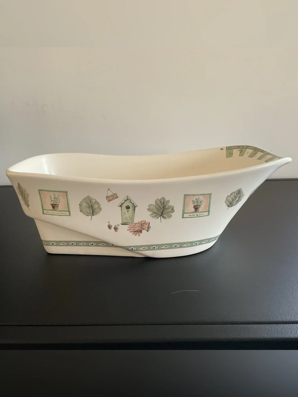 Pfaltzgraff Naturewood Bowl Originally For  Use With Wheelbarrow/Barrel Stand